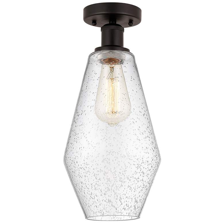 Image 1 Edison Cindyrella 7" Oil Rubbed Bronze Semi Flush Mount w/ Seedy Shade