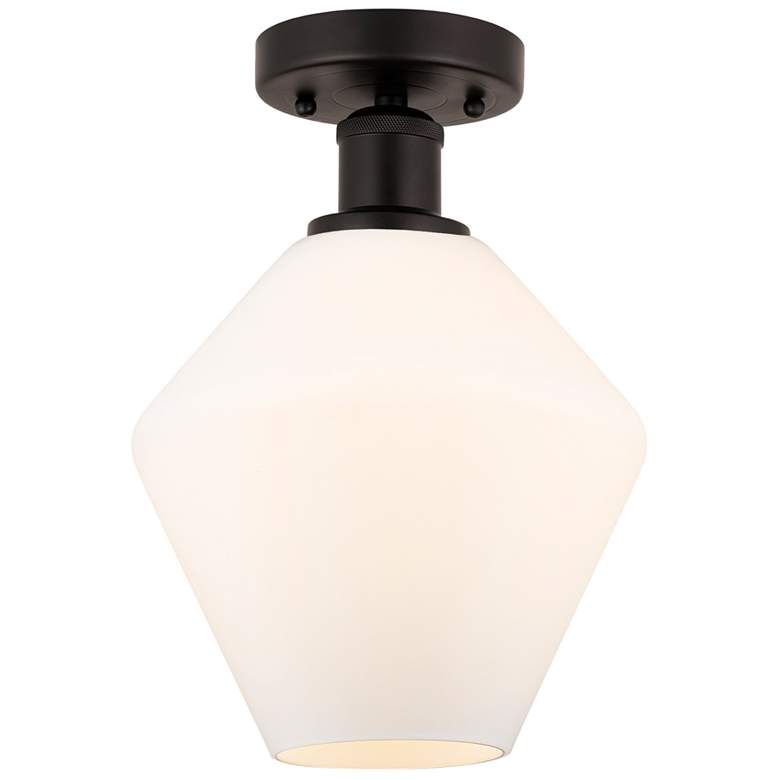 Image 1 Edison Cindyrella 8" Bronze Semi Flush Mount w/ Cased White Shade
