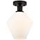 Edison Cindyrella 8" Bronze Semi Flush Mount w/ Cased White Shade
