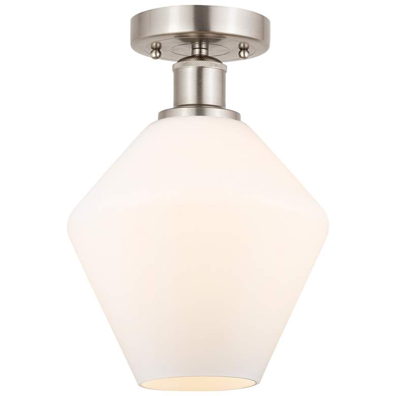 Image 1 Edison Cindyrella 8" Brushed Nickel Semi Flush Mount w/ Cased White Sh