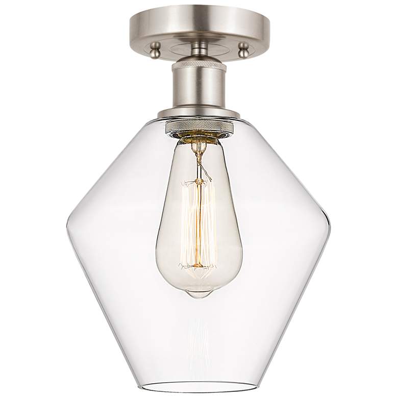 Image 1 Edison Cindyrella 8" Brushed Satin Nickel Semi Flush Mount w/ Clear Sh