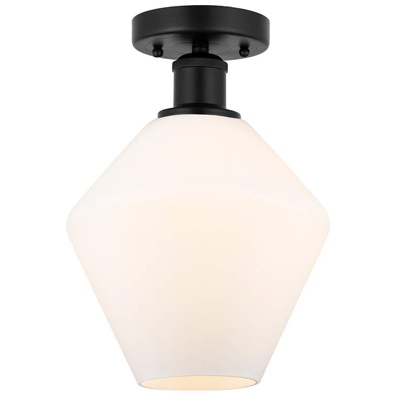 Image 1 Edison Cindyrella 8" Matte Black Semi Flush Mount w/ Cased White Shade
