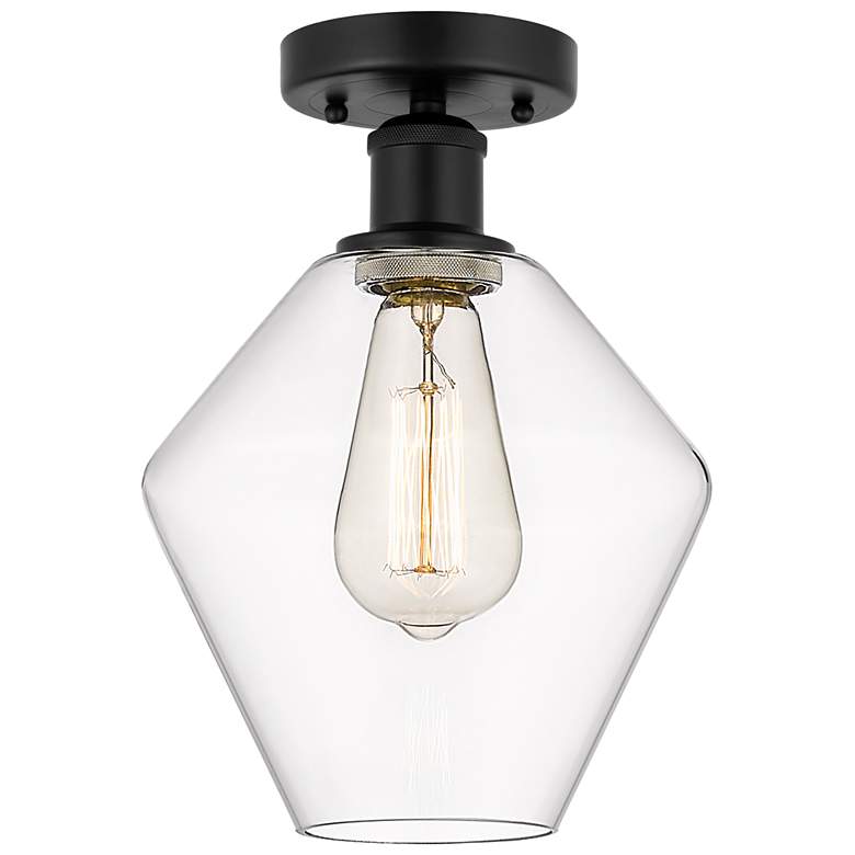 Image 1 Edison Cindyrella 8" Matte Black Semi Flush Mount w/ Clear Shade
