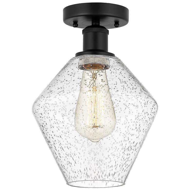 Image 1 Edison Cindyrella 8" Matte Black Semi Flush Mount w/ Seedy Shade