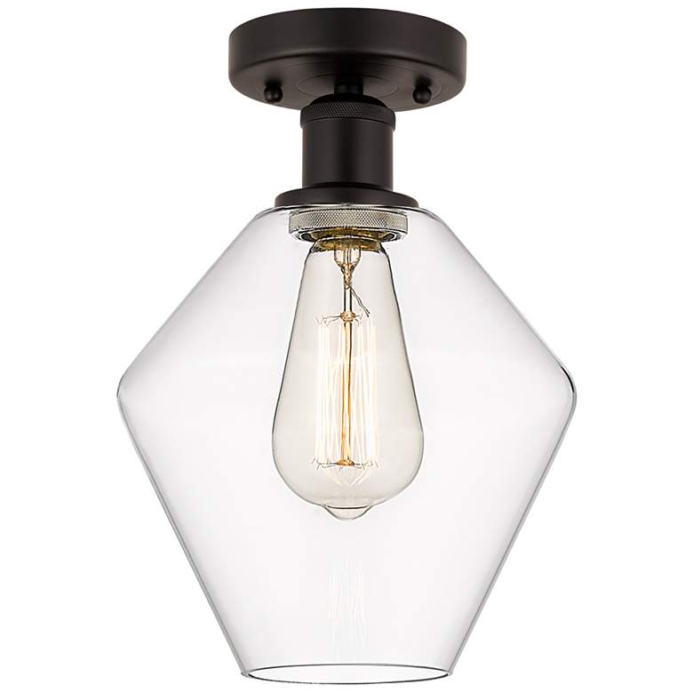 Image 1 Edison Cindyrella 8" Oil Rubbed Bronze Semi Flush Mount w/ Clear Shade