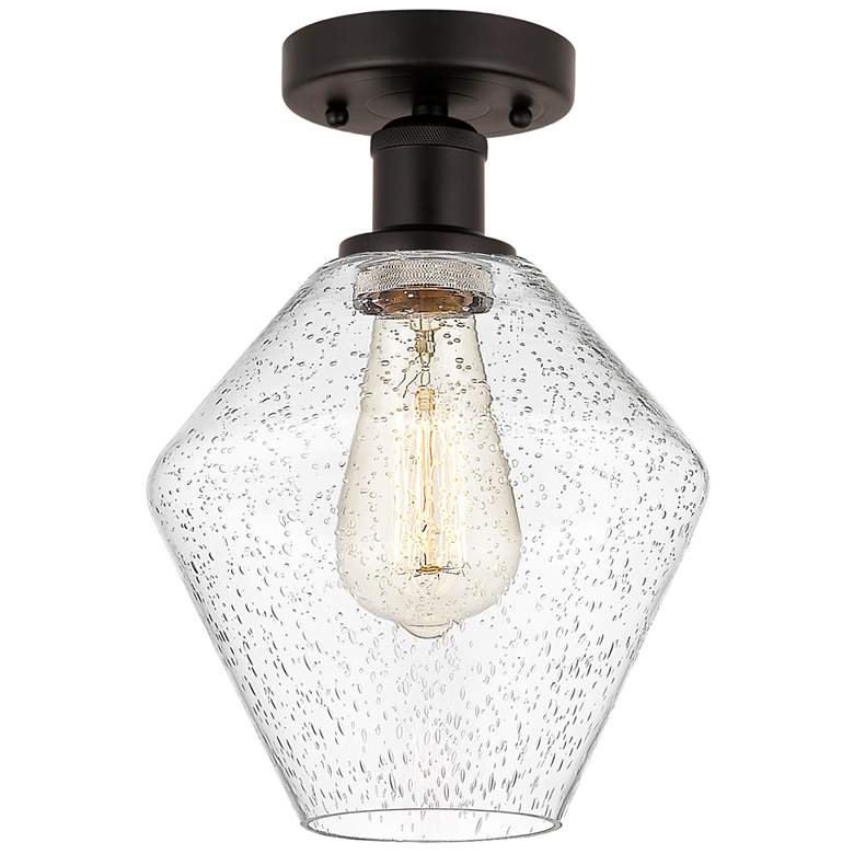 Image 1 Edison Cindyrella 8" Oil Rubbed Bronze Semi Flush Mount w/ Seedy Shade