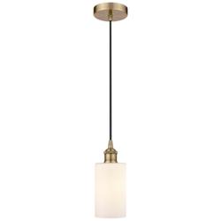 Edison Clymer 4" Antique Brass Cord Hung Mini Pendant w/ Matte White S