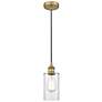 Edison Clymer 4" Brushed Brass Cord Hung Mini Pendant w/ Clear Shade