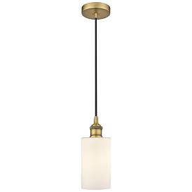 Image1 of Edison Clymer 4" Brushed Brass Cord Hung Mini Pendant w/ Matte White S