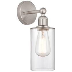 Edison Clymer 4" Brushed Satin Nickel Sconce w/ Clear Shade