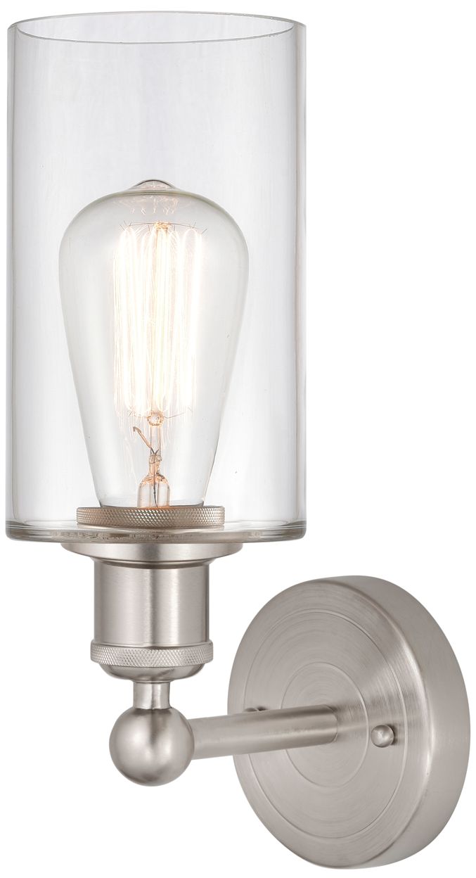 Image 2 Edison Clymer 4" Brushed Satin Nickel Sconce w/ Clear Shade more views