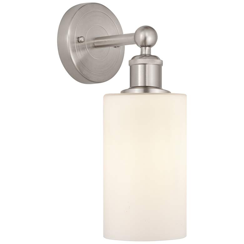 Image 1 Edison Clymer 4" Brushed Satin Nickel Sconce w/ Matte White Shade