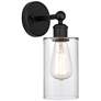 Edison Clymer 4" Matte Black Sconce w/ Clear Shade