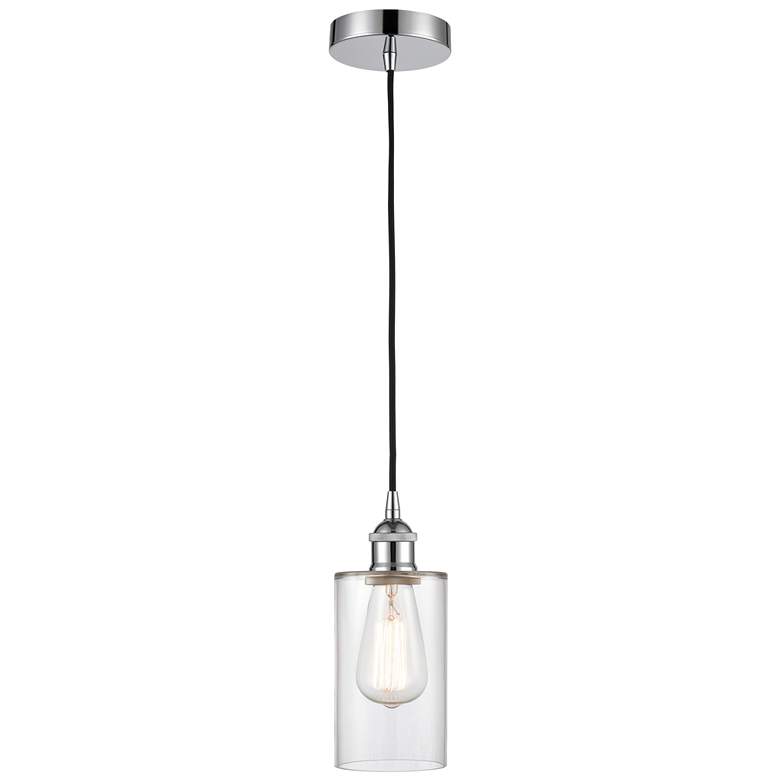 Image 1 Edison Clymer 4" Polished Chrome Cord Hung Mini Pendant w/ Clear Shade
