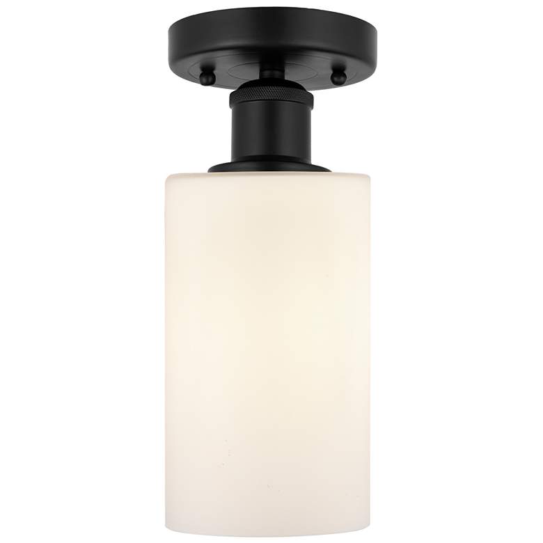 Image 1 Edison Clymer 4" Semi-Flush Mount - Matte Black - Matte White Shade