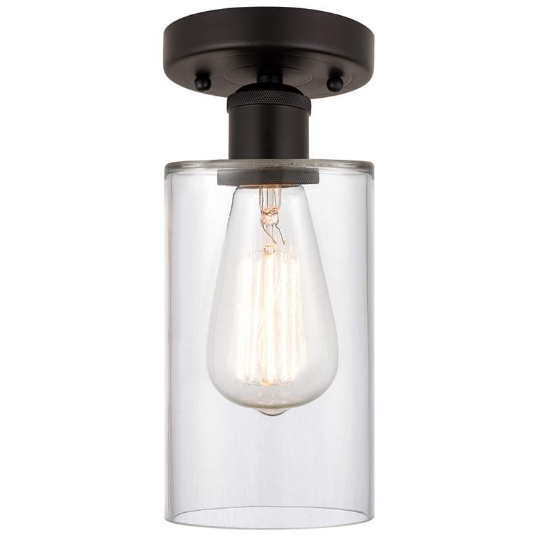 Image 1 Edison Clymer 4" Semi-Flush Mount - Oil Rubbed Bronze - Clear Shade