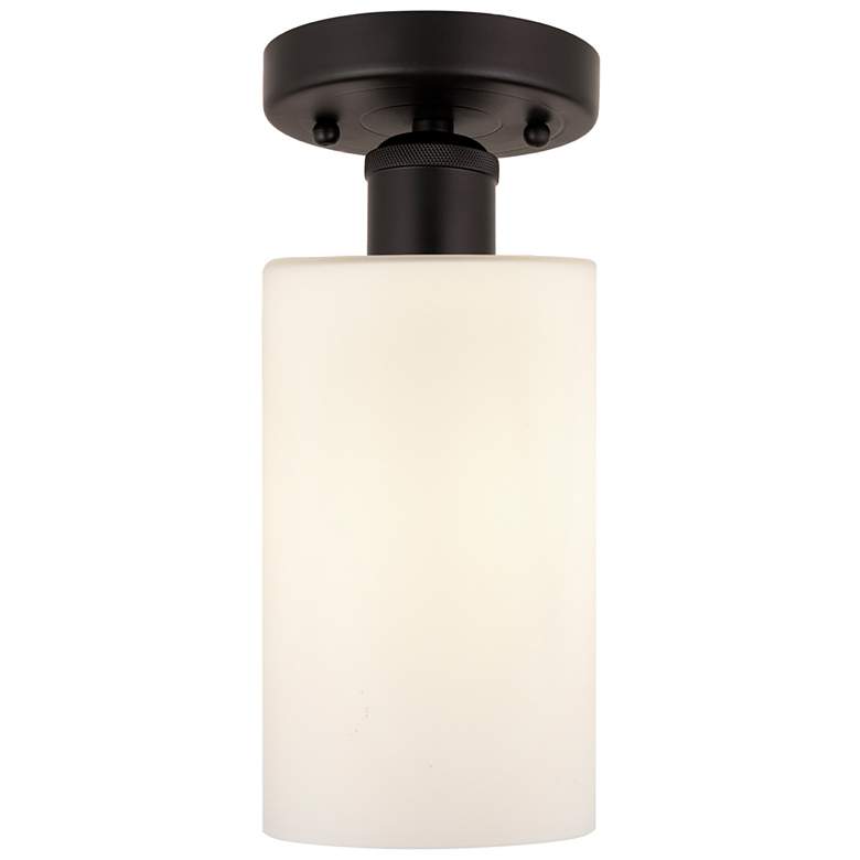 Image 1 Edison Clymer  4" Semi-Flush Mount - Oil Rubbed Bronze - Matte White S