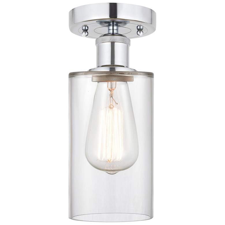 Image 1 Edison Clymer 4" Semi-Flush Mount - Polished Chrome - Clear Shade