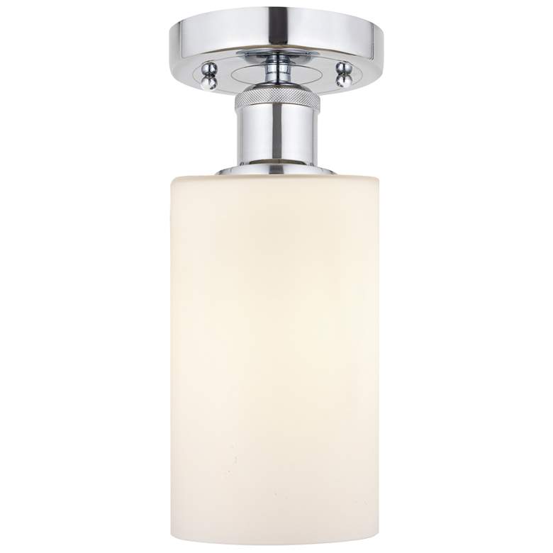 Image 1 Edison Clymer 4" Semi-Flush Mount - Polished Chrome - Matte White Sha