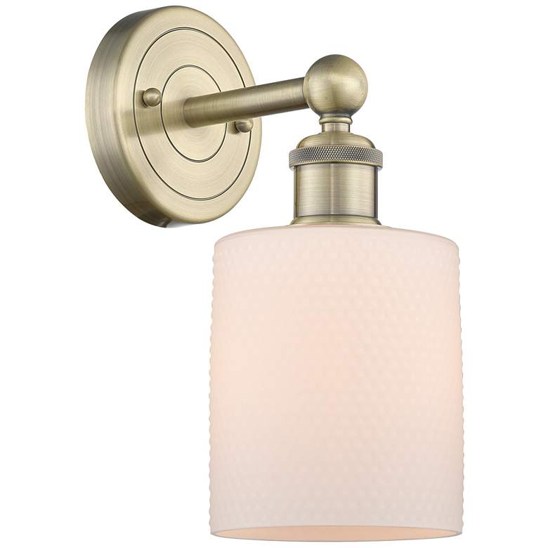 Image 1 Edison Cobbleskill 11.5"High Antique Brass Sconce With Matte White Sha