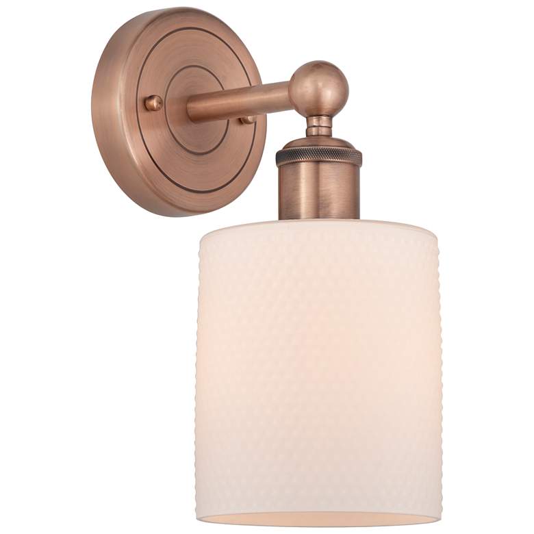 Image 1 Edison Cobbleskill 11.5"High Antique Copper Sconce With Matte White Sh