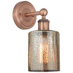 Edison Cobbleskill 11.5&quot;High Antique Copper Sconce With Mercury Shade