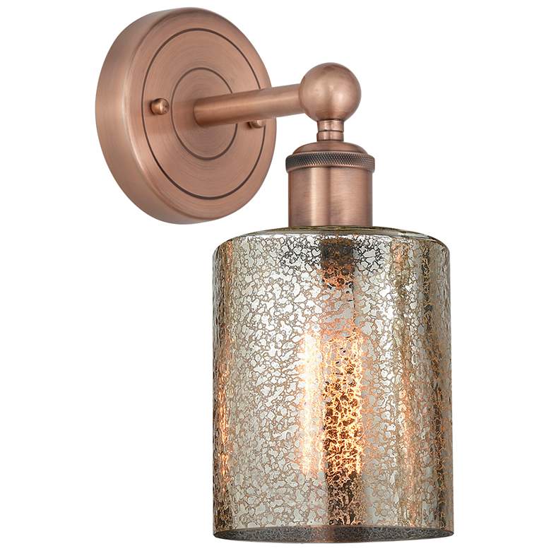 Image 1 Edison Cobbleskill 11.5 inchHigh Antique Copper Sconce With Mercury Shade