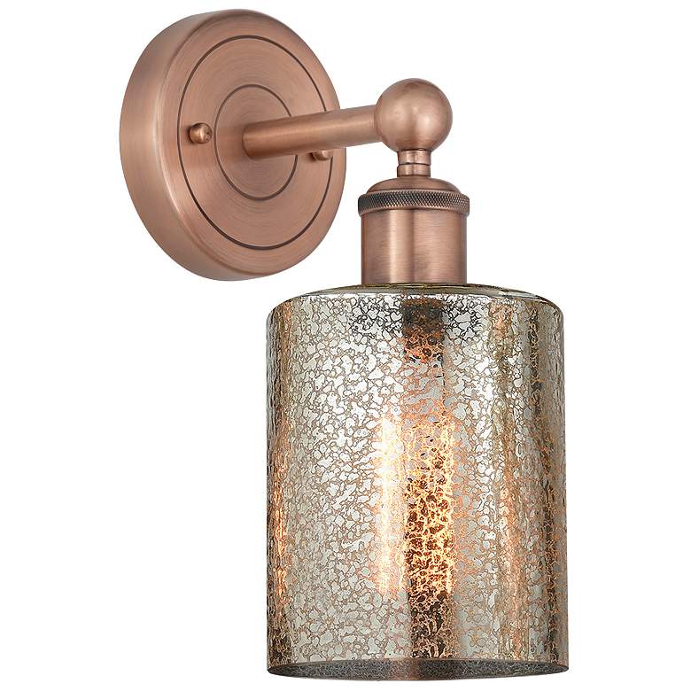 Image 1 Edison Cobbleskill 11.5"High Antique Copper Sconce With Mercury Shade