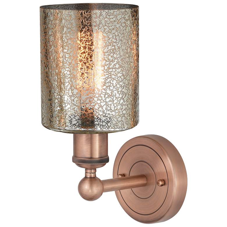 Image 2 Edison Cobbleskill 11.5"High Antique Copper Sconce With Mercury Shade more views