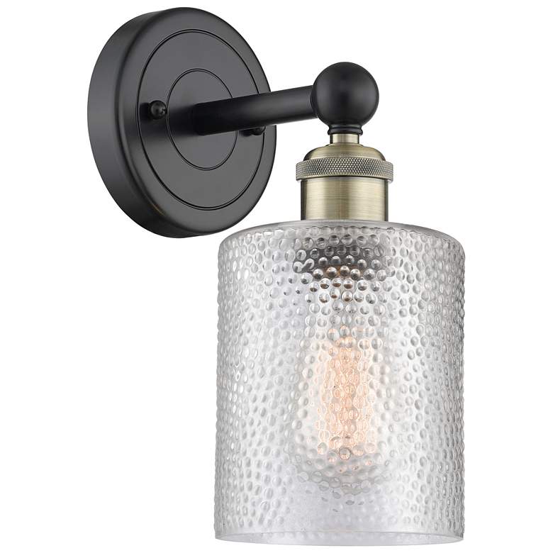 Image 1 Edison Cobbleskill 11.5"High Black Antique Brass Sconce With Clear Sha