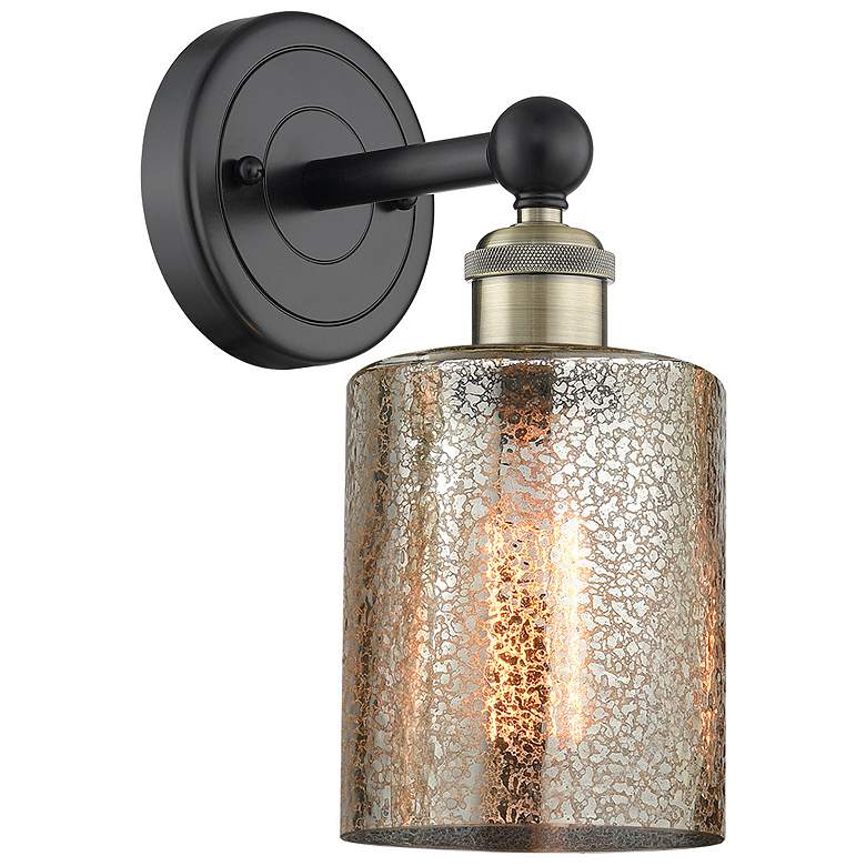 Image 1 Edison Cobbleskill 11.5"High Black Antique Brass Sconce With Mercury S