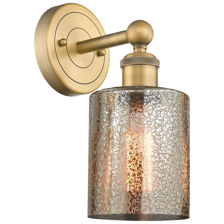 Image 1 Edison Cobbleskill 11.5"High Brushed Brass Sconce With Mercury Shade