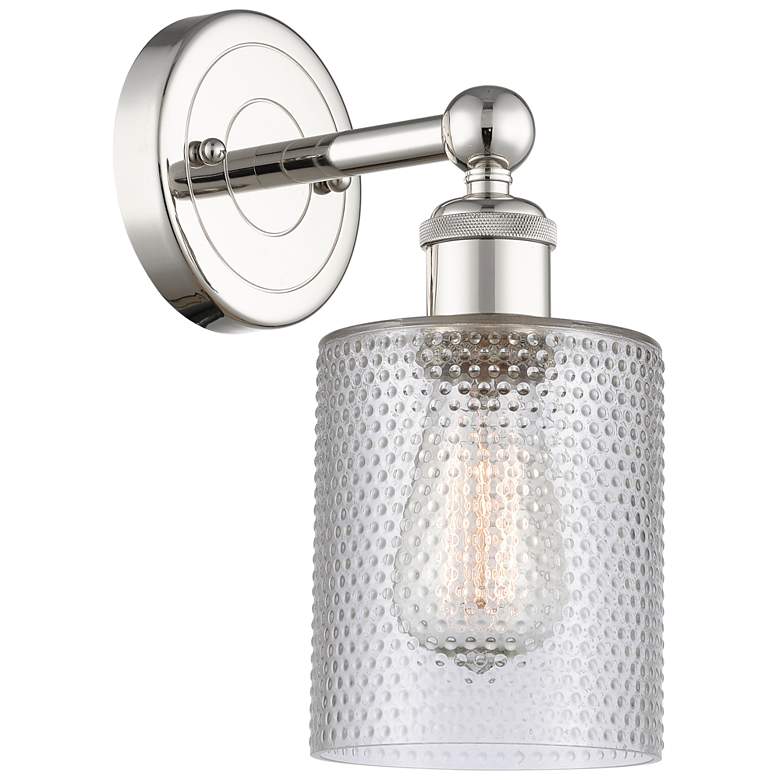 Image 1 Edison Cobbleskill 11.5"High Polished Nickel Sconce With Clear Shade