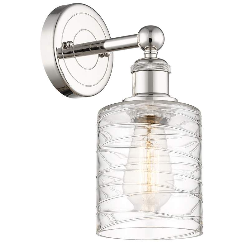 Image 1 Edison Cobbleskill 11.5"High Polished Nickel Sconce With Deco Swirl Sh