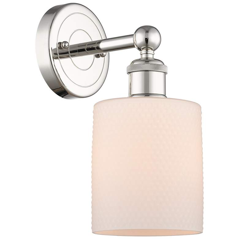 Image 1 Edison Cobbleskill 11.5"High Polished Nickel Sconce With Matte White S