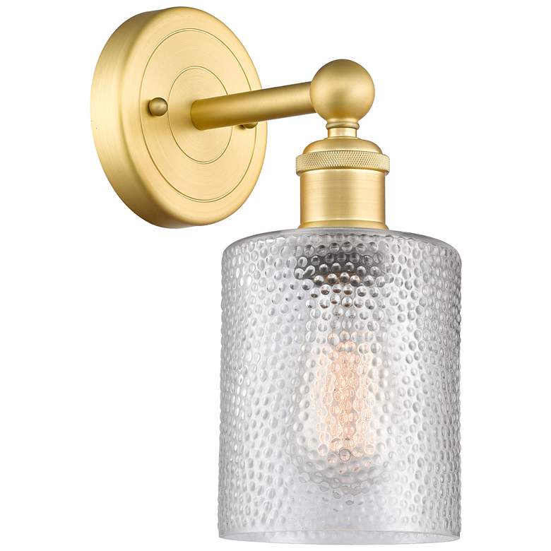 Image 1 Edison Cobbleskill 11.5"High Satin Gold Sconce With Clear Shade