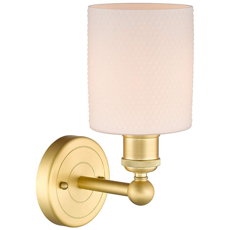 Image 2 Edison Cobbleskill 11.5"High Satin Gold Sconce With Matte White Shade more views