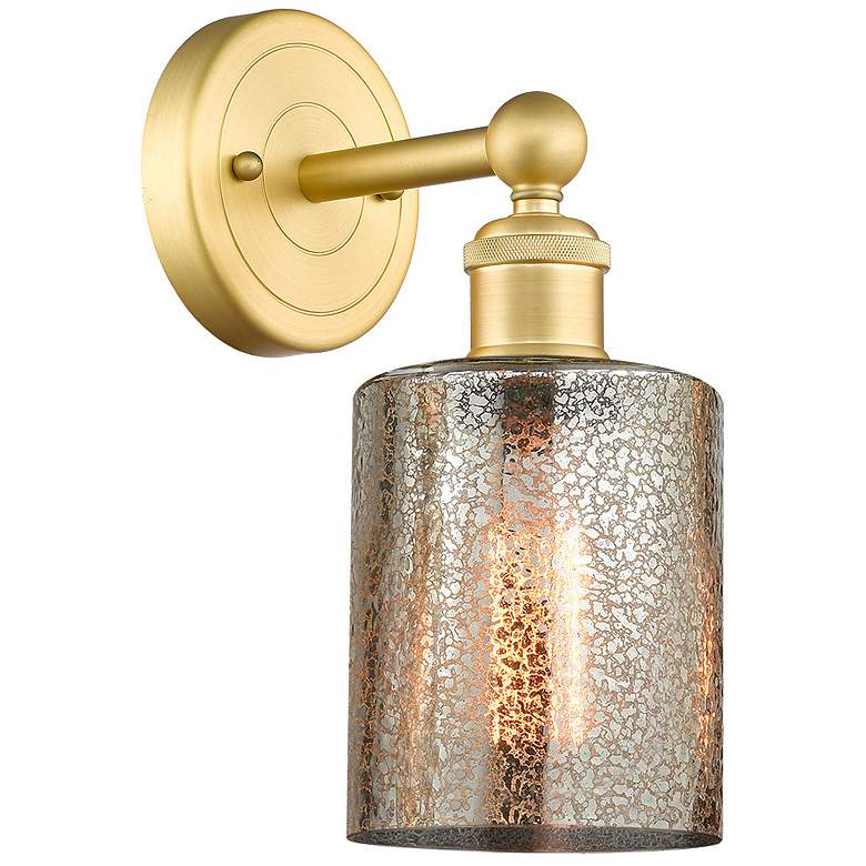 Image 1 Edison Cobbleskill 11.5 inchHigh Satin Gold Sconce With Mercury Shade