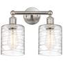 Edison Cobbleskill 14" 2-Light Brushed Nickel Bath Light w/ Deco Shade