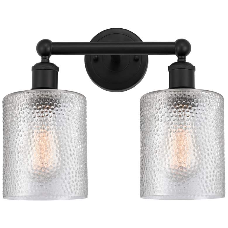Image 1 Edison Cobbleskill 14" 2-Light Matte Black Bath Light w/ Clear Shade
