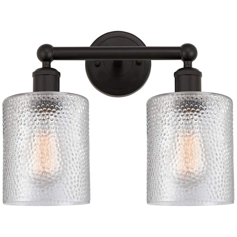 Image 1 Edison Cobbleskill 14" 2-Light Oil Rubbed Bronze Bath Light w/ Clear S