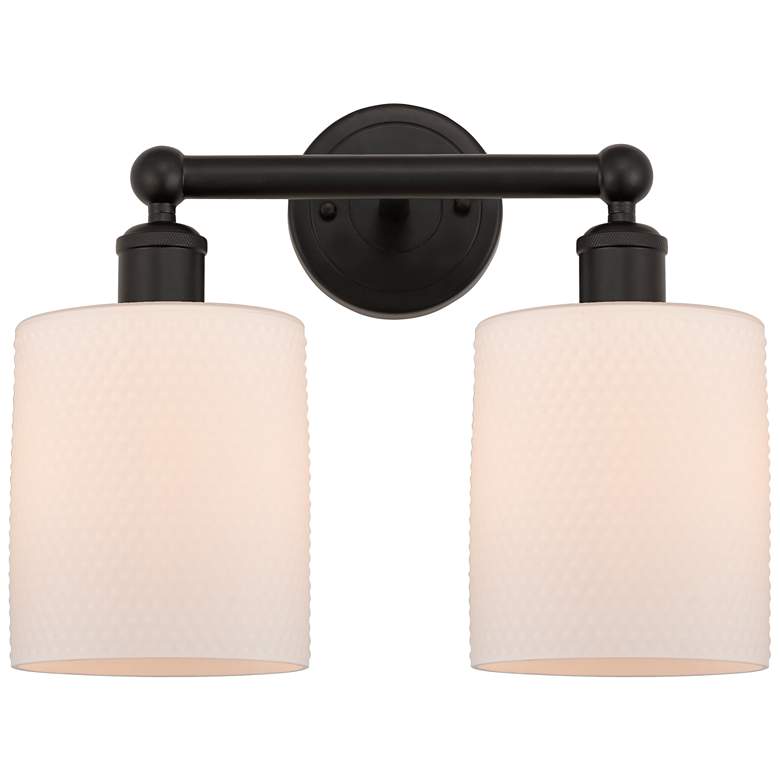 Image 1 Edison Cobbleskill 14" 2-Light Oil Rubbed Bronze Bath Light w/ White S