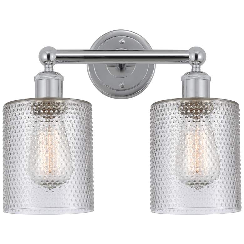 Image 1 Edison Cobbleskill 14" 2-Light Polished Chrome Bath Light w/ Clear Sha