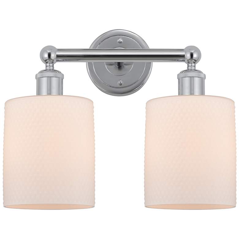 Image 1 Edison Cobbleskill 14" 2-Light Polished Chrome Bath Light w/ White Sha