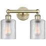 Edison Cobbleskill 14"W 2 Light Antique Brass Bath Light With Clear Sh