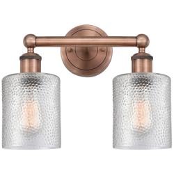 Edison Cobbleskill 14&quot;W 2 Light Antique Copper Bath Light With Clear S