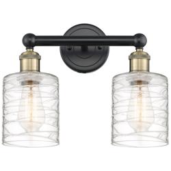 Edison Cobbleskill 14&quot;W 2 Light Black Brass Bath Light w/ Deco Swirl S