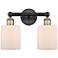 Edison Cobbleskill 14"W 2 Light Black Brass Bath Light With White Shad
