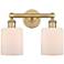 Edison Cobbleskill 14"W 2 Light Brushed Brass Bath Light With White Sh