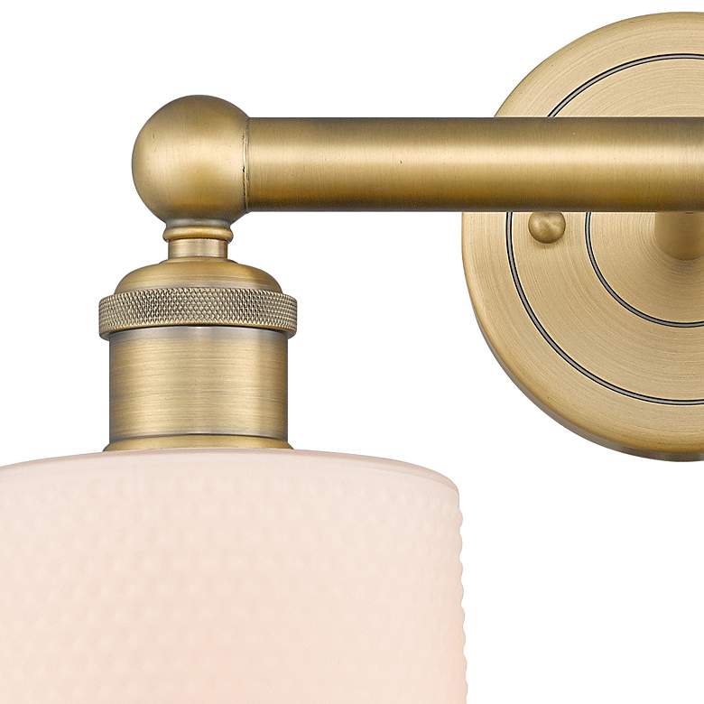 Image 2 Edison Cobbleskill 14"W 2 Light Brushed Brass Bath Light With White Sh more views